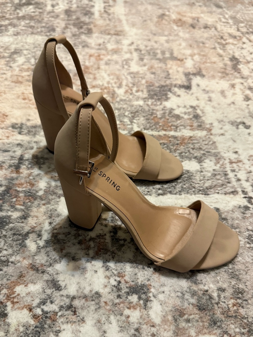 Call it Spring Nude Block Heel Ankle Strap Sandals